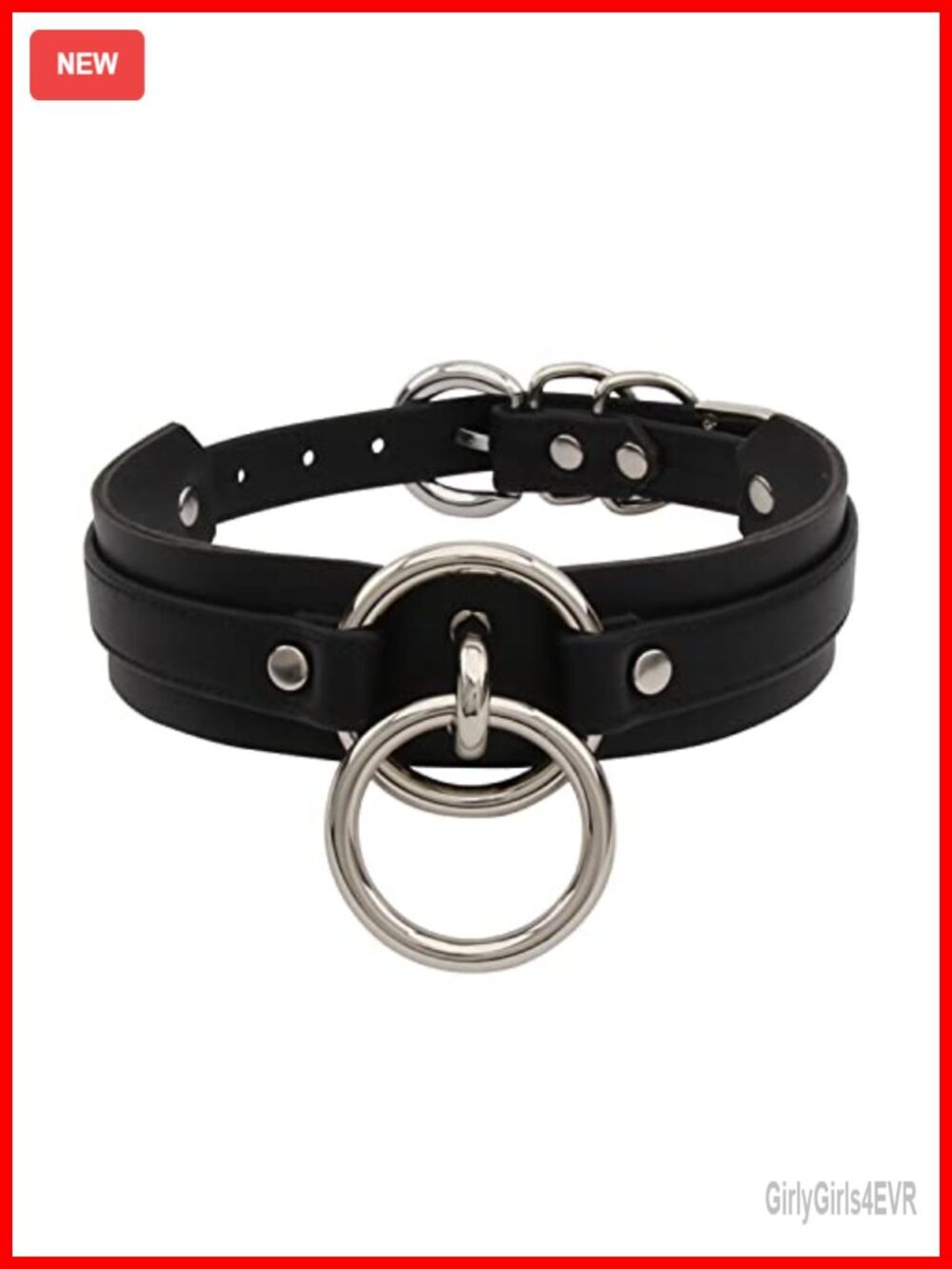 O-Ring Faux Leather Choker Necklace with Buckle Closure